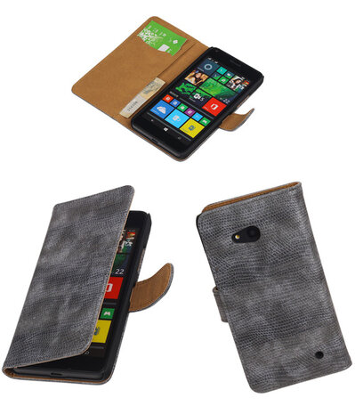 Microsoft Lumia 640 Booktype Wallet Hoesje Mini Slang Grijs