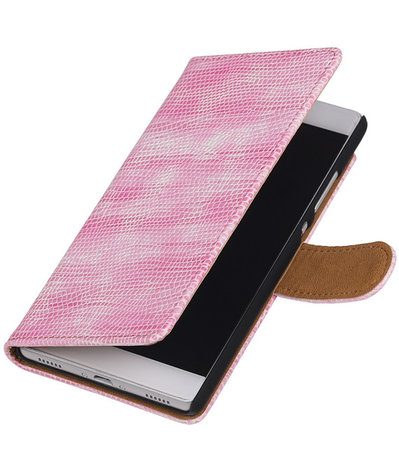 Huawei P8 Booktype Wallet Hoesje Mini Slang Roze