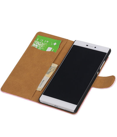 Huawei P8 Booktype Wallet Hoesje Mini Slang Roze