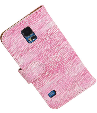 Samsung Galaxy S5 Booktype Wallet Hoesje Mini Slang Roze