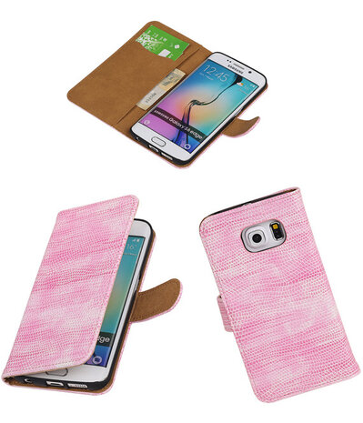 Samsung Galaxy S6 Edge Booktype Wallet Hoesje Mini Slang Roze