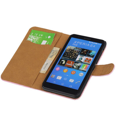 Sony Xperia E4 Booktype Wallet Hoesje Mini Slang Roze