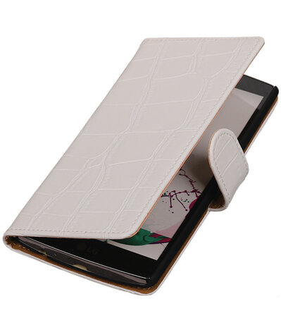 LG G4 Croco Booktype Wallet Hoesje Wit