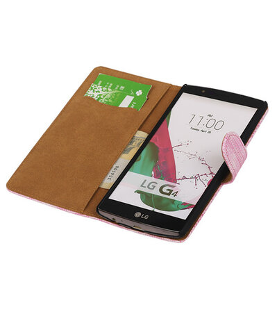LG G4 Booktype Wallet Hoesje Mini Slang Roze