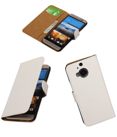 HTC One M9 Plus Effen Booktype Wallet Hoesje Wit