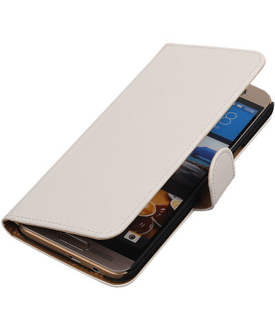 HTC One M9 Plus Effen Booktype Wallet Hoesje Wit