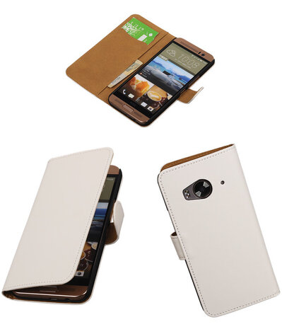 HTC One Me Effen Bookstyle Wallet Hoesje Wit