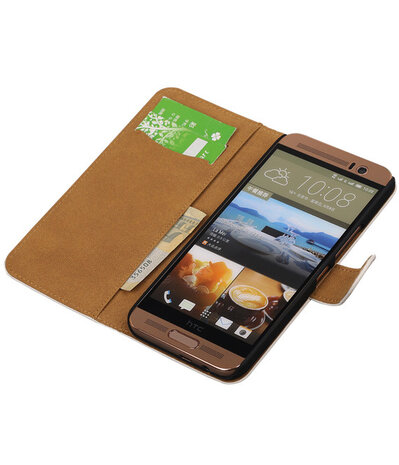 HTC One Me Effen Bookstyle Wallet Hoesje Wit