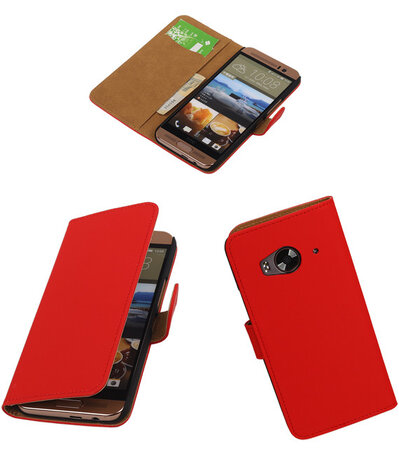 HTC One Me Effen Bookstyle Wallet Hoesje Rood