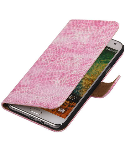 Samsung Galaxy E7 Booktype Wallet Hoesje Mini Slang Roze