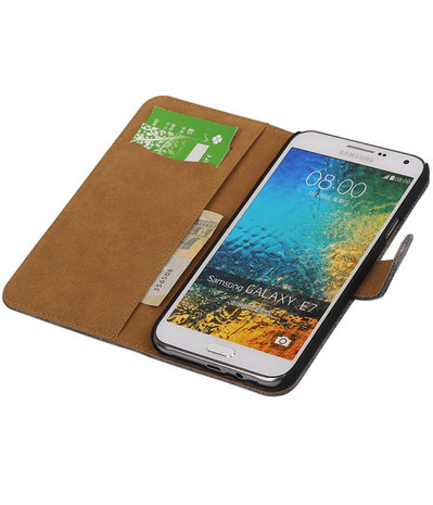 Samsung Galaxy E7 Booktype Wallet Hoesje Mini Slang Grijs