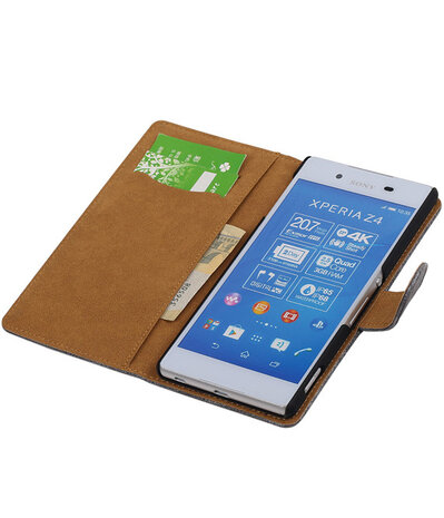 Sony Xperia Z4/Z3+ Booktype Wallet Hoesje Mini Slang Grijs