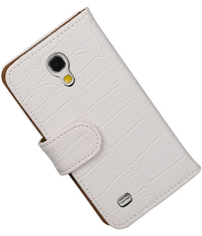 Wit Croco Samsung Galaxy S4 Mini i9190 hoesjes Book/Wallet Case/Cover