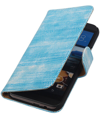 HTC One M9 Booktype Wallet Hoesje Mini Slang Blauw