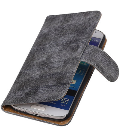 Hoesje voor Samsung Galaxy S4 Bookstyle - Mini Slang Grijs