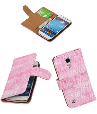 Hoesje voor Samsung Galaxy S4 mini Bookstyle - Mini Slang Roze