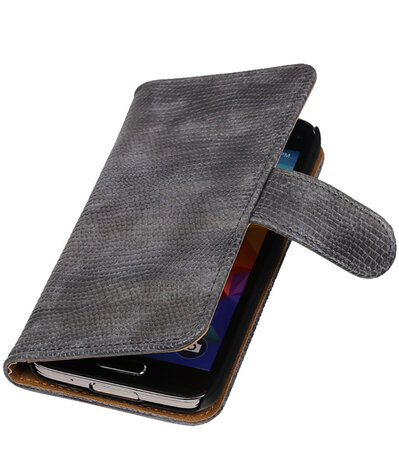 Hoesje voor Samsung Galaxy S5 mini Bookstyle - Mini Slang Grijs