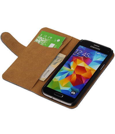 Hoesje voor Samsung Galaxy S5 mini Bookstyle - Mini Slang Grijs