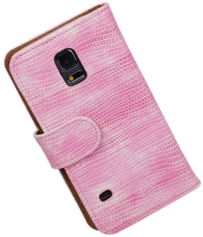 Hoesje voor Samsung Galaxy S5 mini Bookstyle - Mini Slang Roze