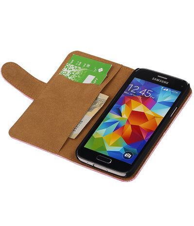 Hoesje voor Samsung Galaxy S5 mini Bookstyle - Mini Slang Roze
