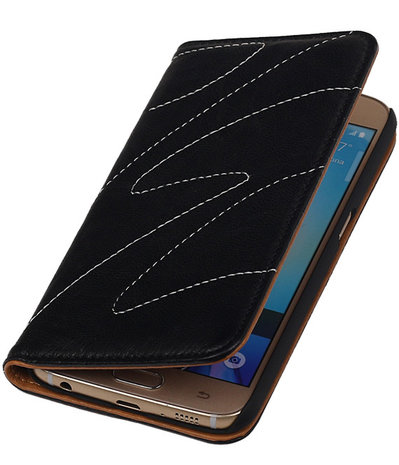 Hoesje voor Samsung Galaxy S6 - Echt Leer Map - Zwart