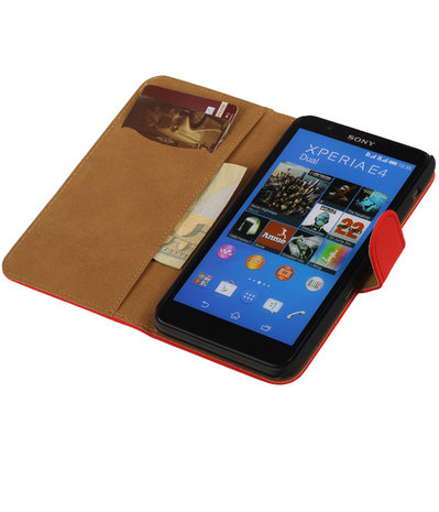 Hoesje voor Sony Xperia E4 - Effen Rood - Booktype Wallet