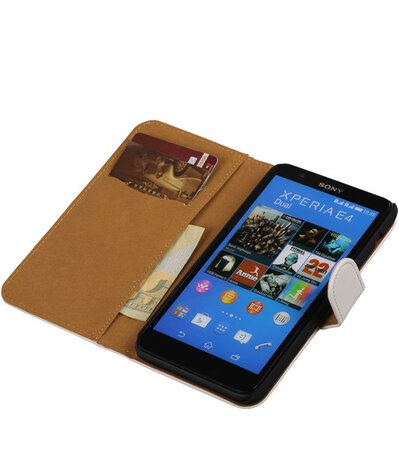 Hoesje voor Sony Xperia E4 - Effen Wit - Booktype Wallet