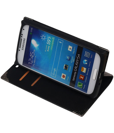 Hoesje voor Samsung Galaxy S4 - Zwart TPU Map Bookstyle