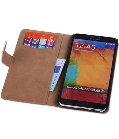 Hoesje voor Samsung Galaxy Note 3 - Croco Bookstyle Wallet - Wit