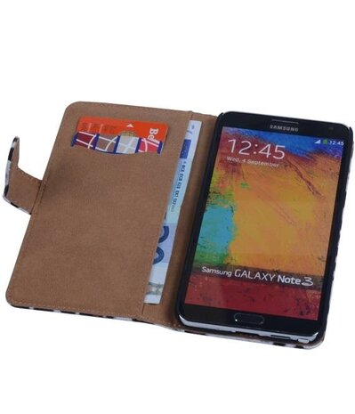 Hoesje voor Samsung Galaxy Note 3 - Luipaard Bookstyle Wallet - Bruin
