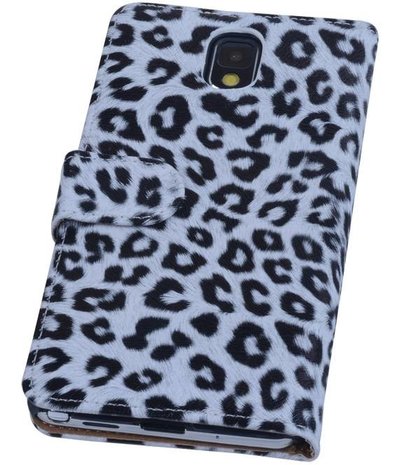 Hoesje voor Samsung Galaxy Note 3 - Luipaard Bookstyle Wallet - Wit