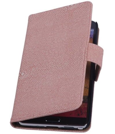 Licht Roze Ribbel booktype wallet cover voor Hoesje voor Samsung Galaxy Note 3