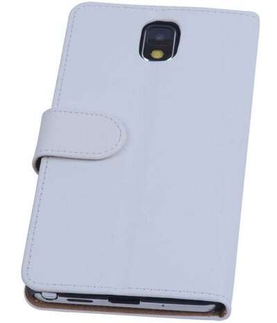 Wit Hoesje voor Samsung Galaxy Note 3 Book Wallet Case