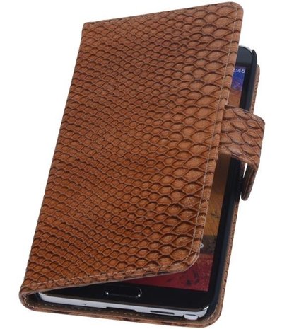 Hoesje voor Samsung Galaxy Note 3 - Slang Bruin Bookstyle Wallet