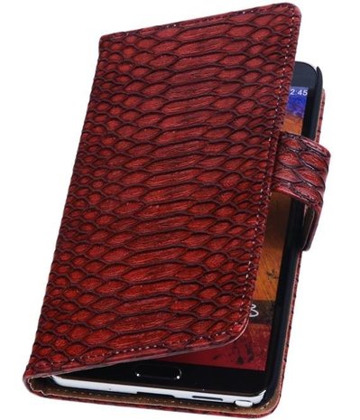 Hoesje voor Samsung Galaxy Note 3 - Slang Rood Bookstyle Wallet