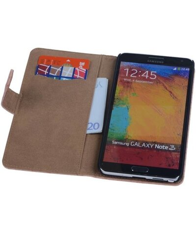 Hoesje voor Samsung Galaxy Note 3 - Slang Roze Bookstyle Wallet