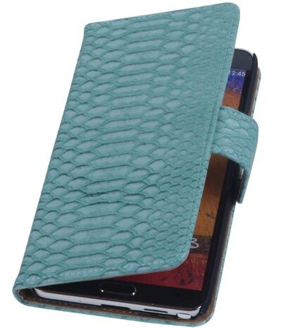 Hoesje voor Samsung Galaxy Note 3 - Slang Turquoise Bookstyle Wallet
