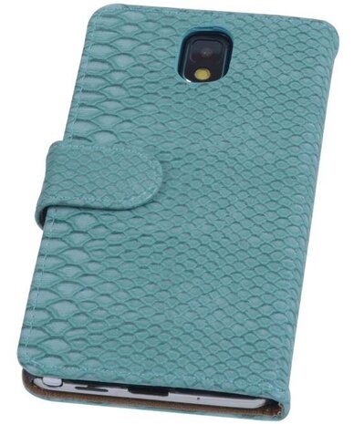 Hoesje voor Samsung Galaxy Note 3 - Slang Turquoise Bookstyle Wallet