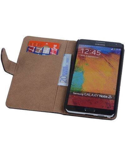 Hoesje voor Samsung Galaxy Note 3 - Slang Zwart Bookstyle Wallet