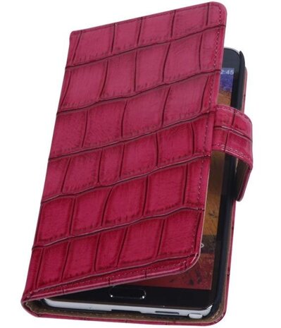 Hoesje voor Samsung Galaxy Note 3 - Croco Bookstyle Wallet - Roze