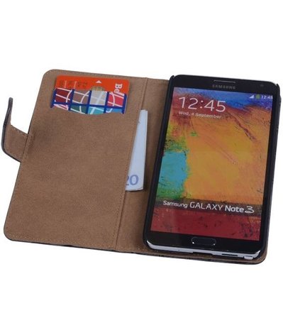 Hoesje voor Samsung Galaxy Note 3 - Croco Bookstyle Wallet - Grijs