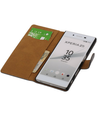 Hoesje voor Sony Xperia Z5 - Booktype Wallet Mini Slang Grijs