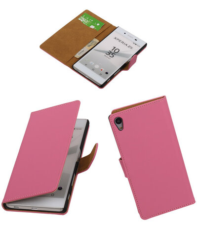 Hoesje voor Sony Xperia Z5 - Effen Booktype Wallet Roze
