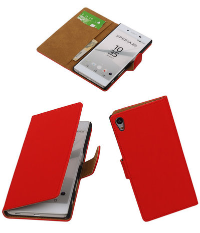 Hoesje voor Sony Xperia Z5 - Effen Booktype Wallet Rood