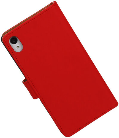 Hoesje voor Sony Xperia M4 Aqua Effen Booktype Wallet Rood