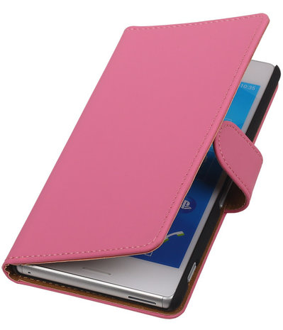 Hoesje voor Sony Xperia M4 Aqua Effen Booktype Wallet Roze