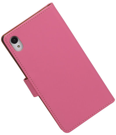 Hoesje voor Sony Xperia M4 Aqua Effen Booktype Wallet Roze