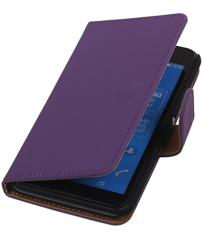 Hoesje voor Sony Xperia E4g Effen Booktype Wallet Paars