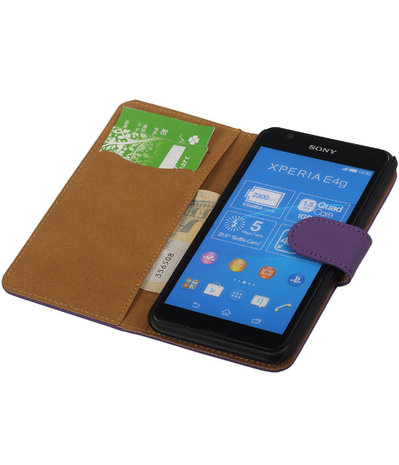 Hoesje voor Sony Xperia E4g Effen Booktype Wallet Paars