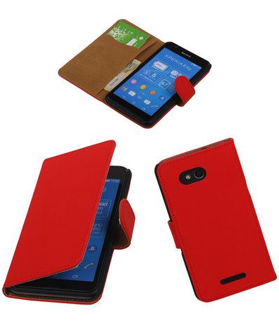 Hoesje voor Sony Xperia E4g Effen Booktype Wallet Rood